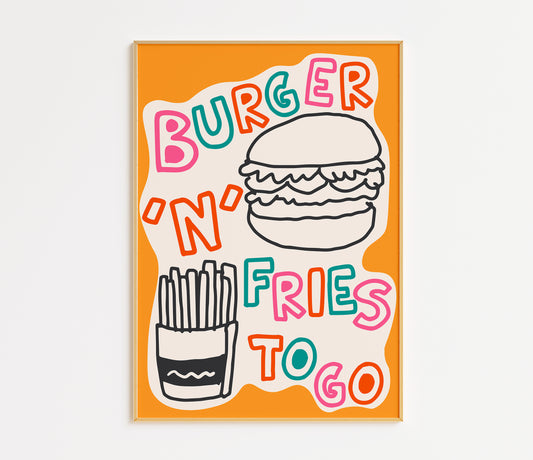Burger and Fries Retro Diner Print