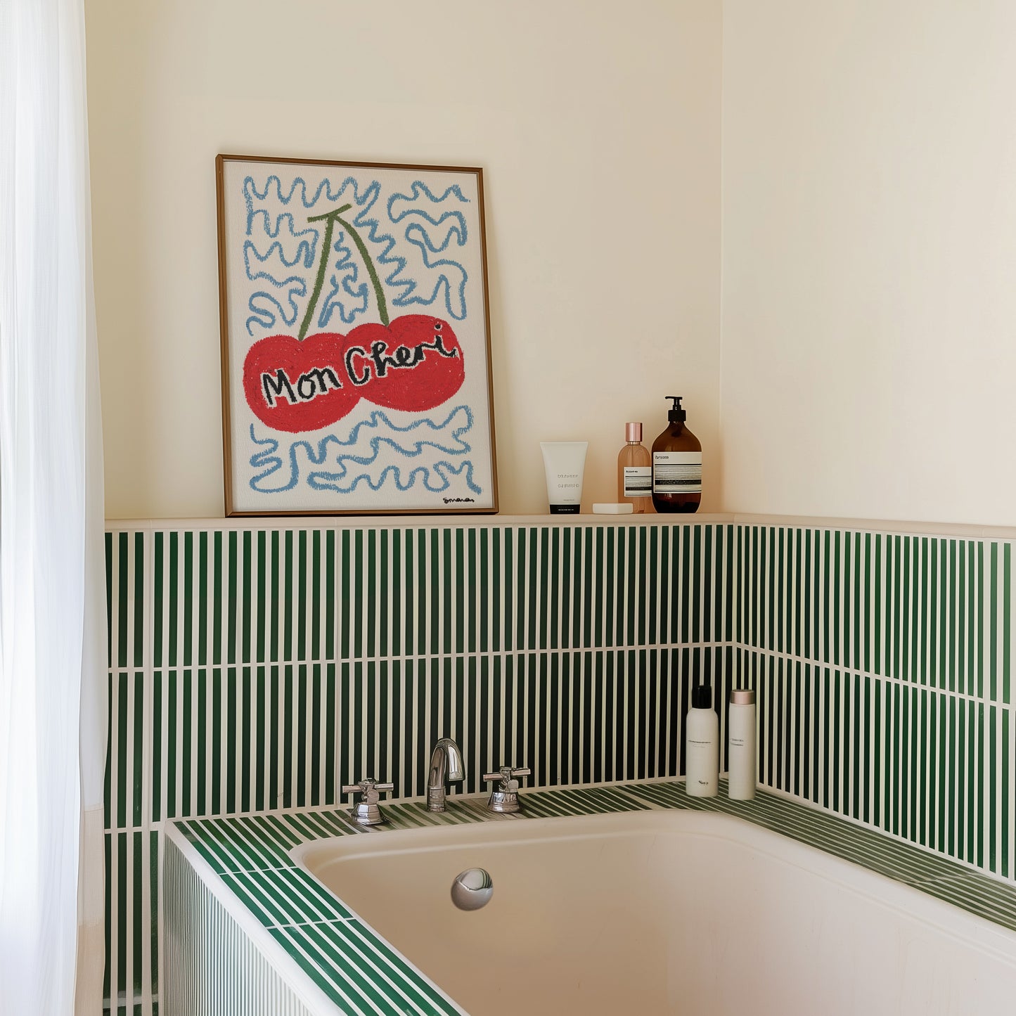 Mon Cheri Cherry Oil Pastel Print