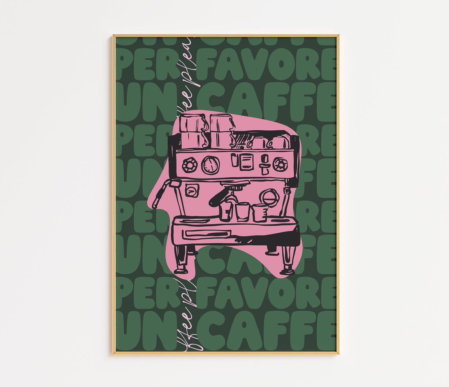 Un Caffè Per Favore Coffee Machine Kitchen Print