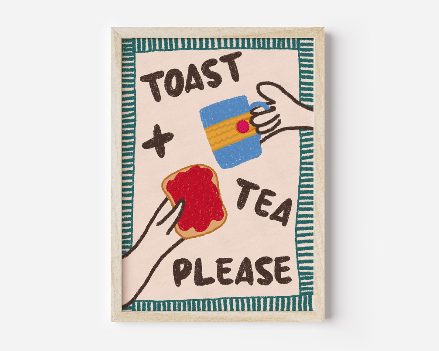 Toast and Tea Please Hand Drawn Kitchen Print - in Green
