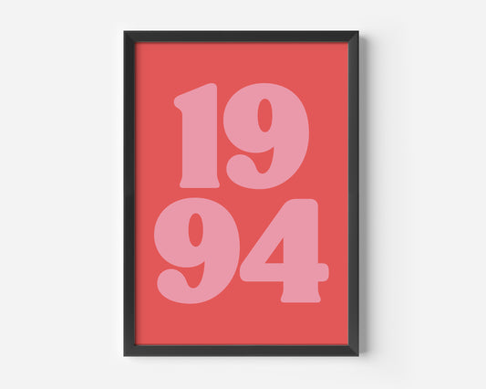 Custom Colour Pop Birth Year Print