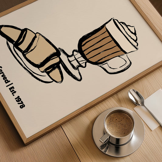 Coffee & Croissant Kitchen Print – Freshly Served