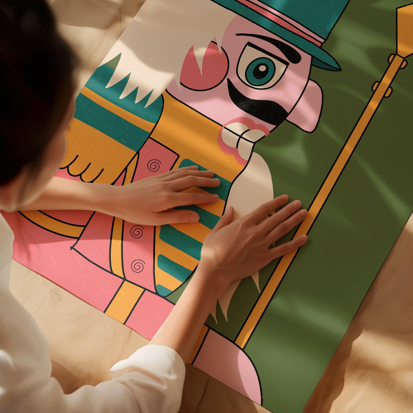 Retro Nutcracker Christmas Art Print