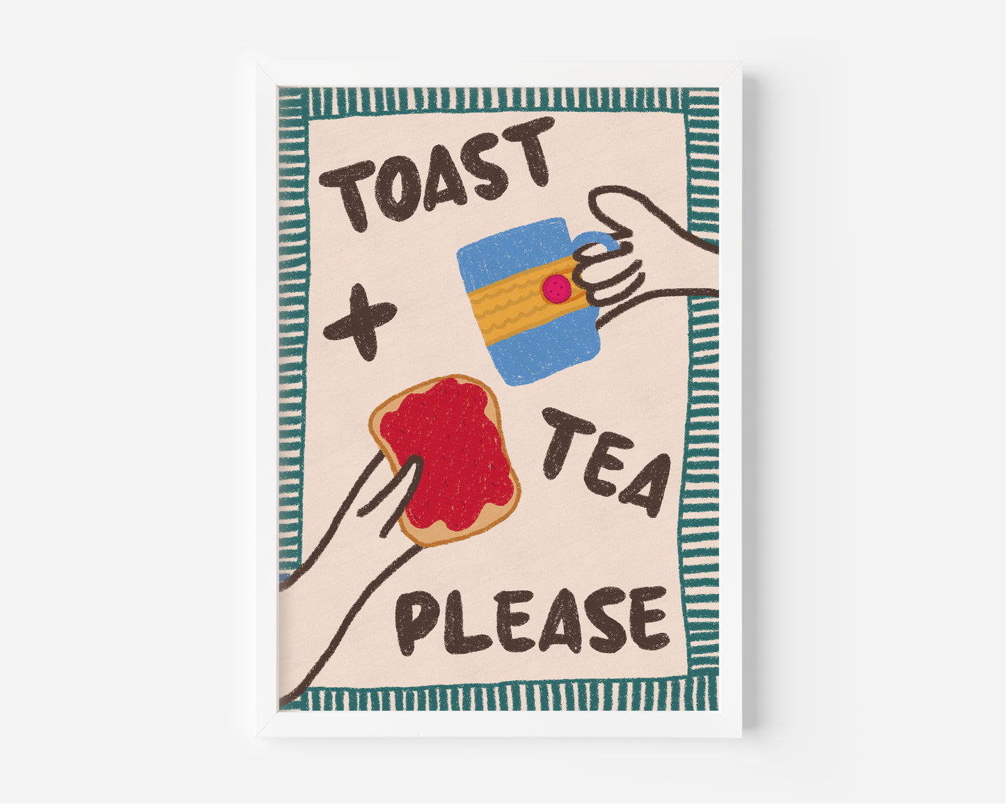 Toast and Tea Please Hand Drawn Kitchen Print - in Green