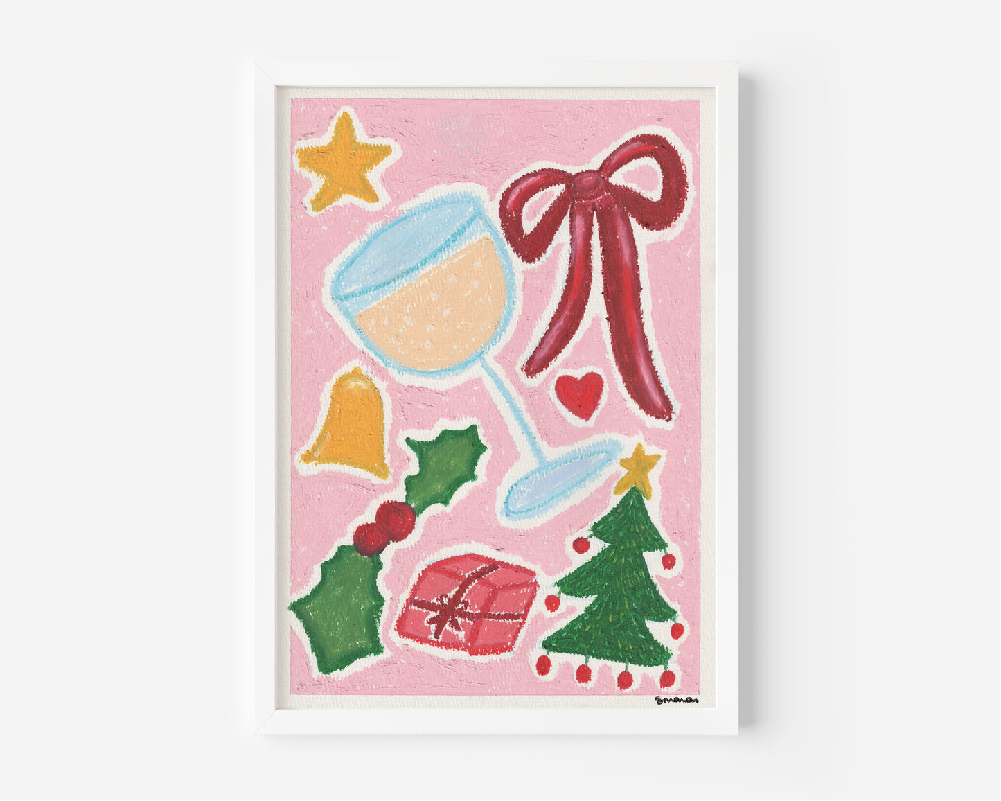 Christmas Spirit Oil Pastel Print