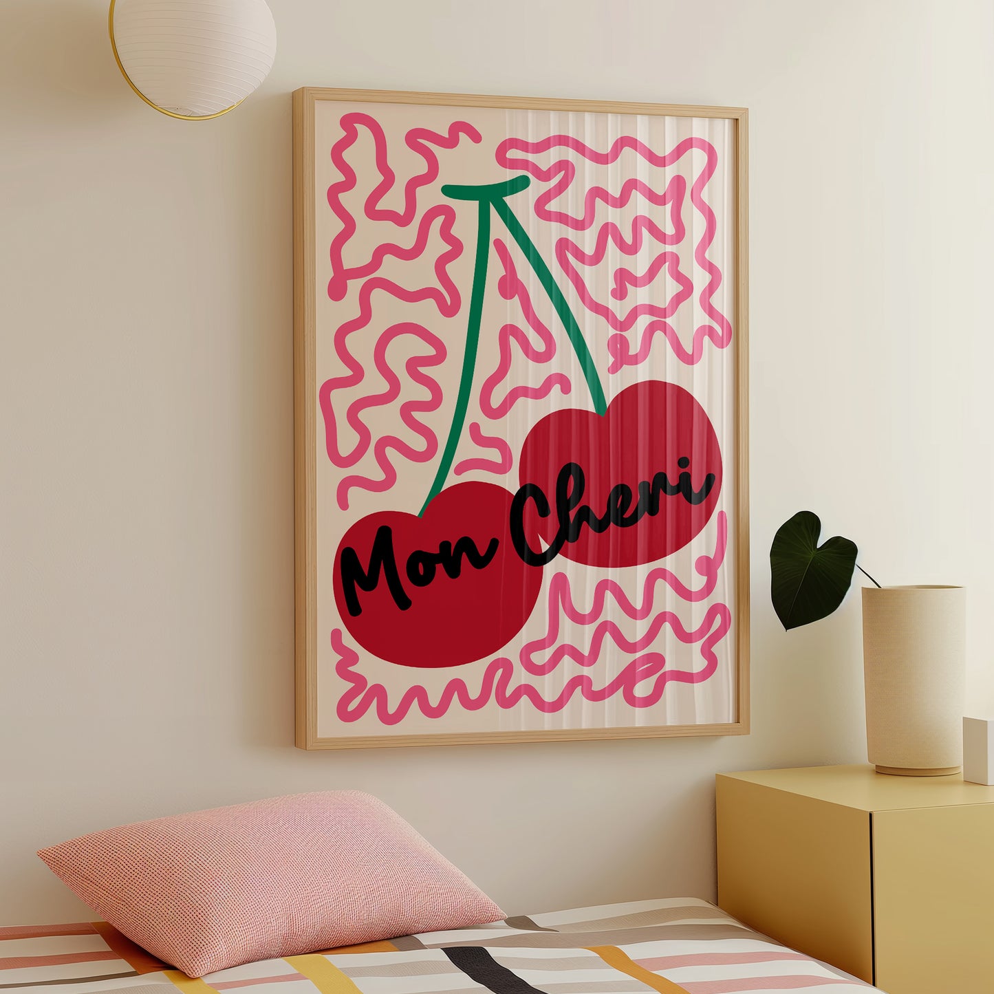 Mon Chéri Cherry Wall Art Print – Retro Kitchen Poster