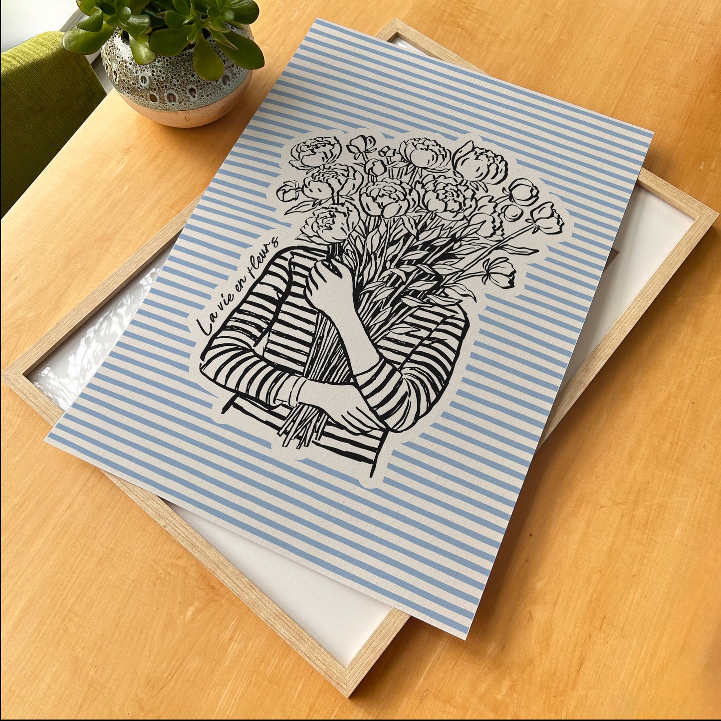 Woman Holding Flowers Print
