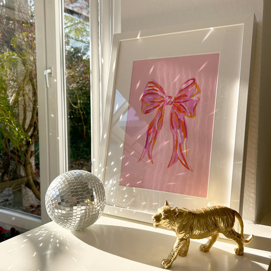 Pink Bow Print - in Pink
