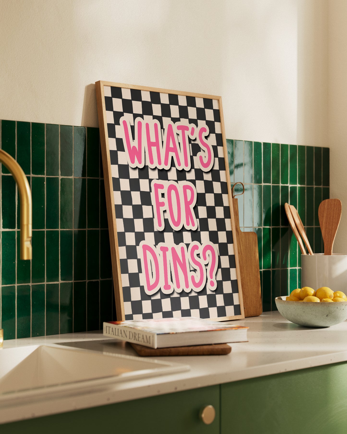 What's For Dins Kitchen Dining Room Print