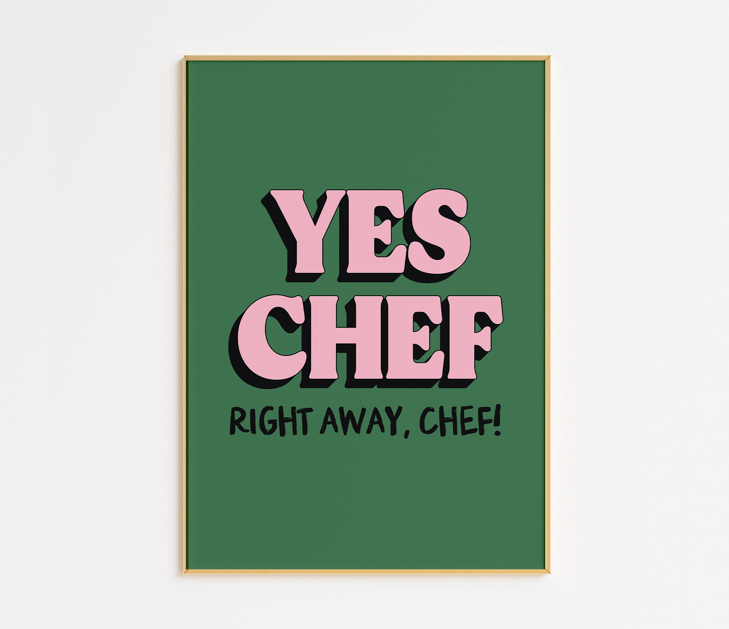 Yes Chef Kitchen Print - in Green