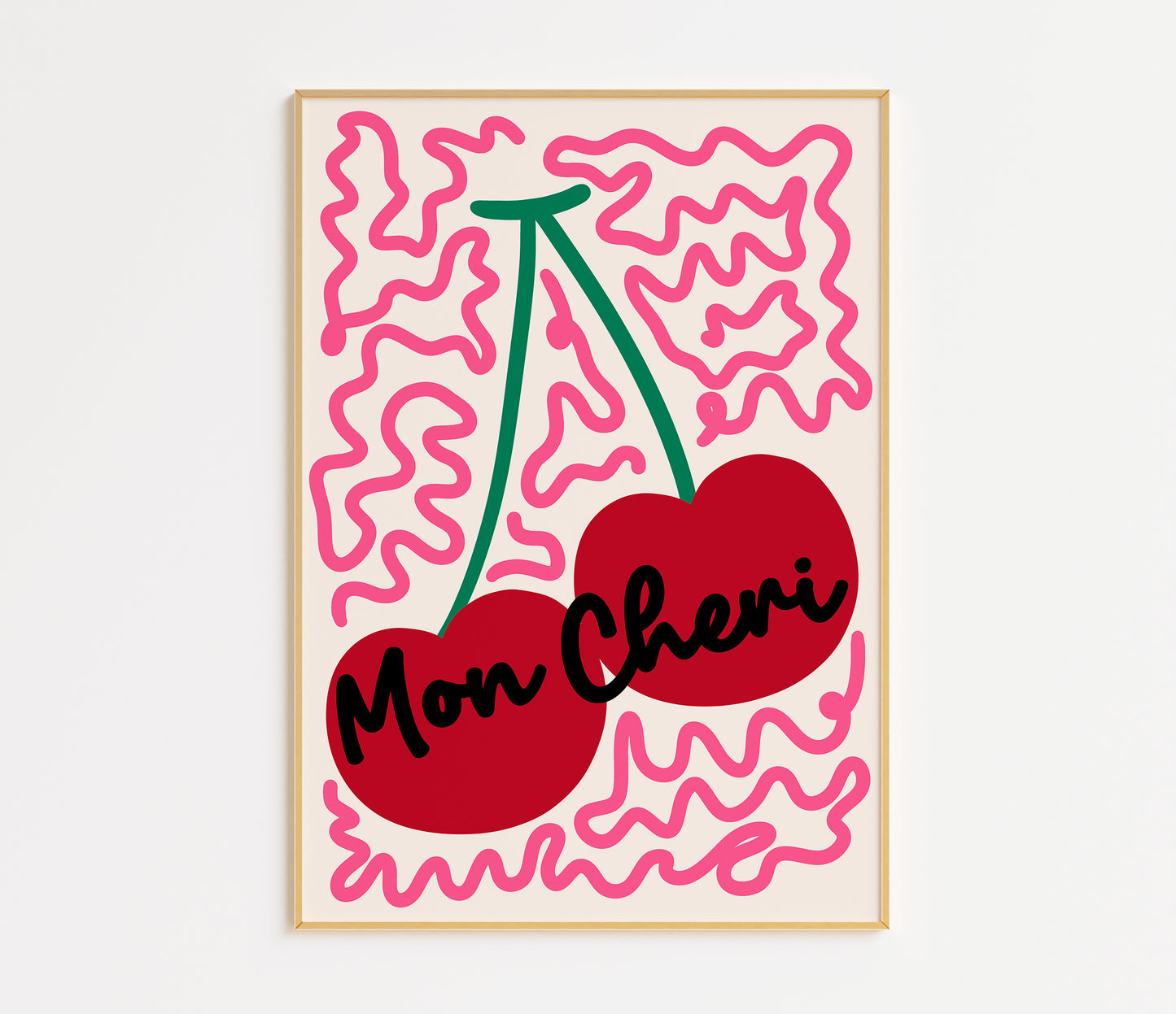 Mon Chéri Cherry Wall Art Print – Retro Kitchen Poster