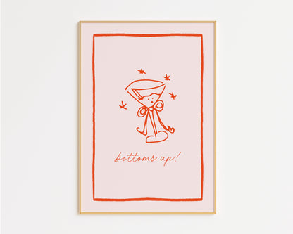 Bottoms Up Cocktail Print - in Pink