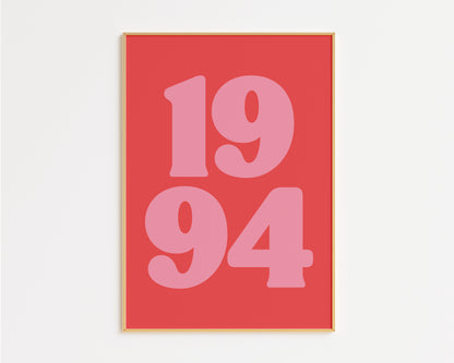 Custom Colour Pop Birth Year Print
