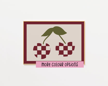 Retro Chequered Cherry Print
