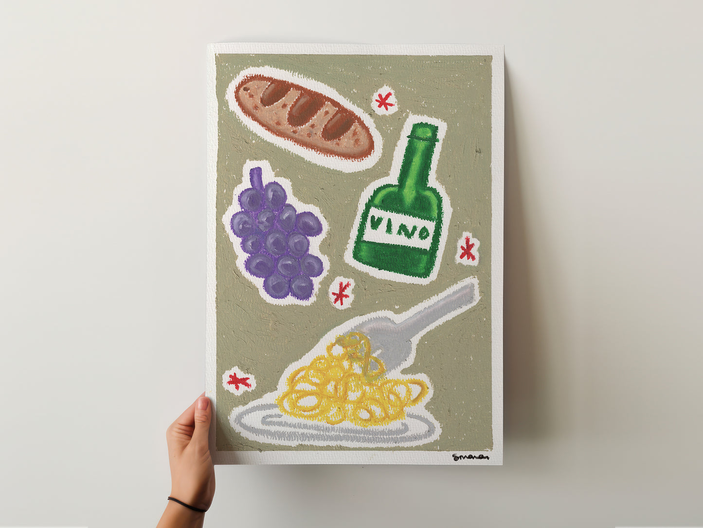 Italian Dinner Oil Pastel Print