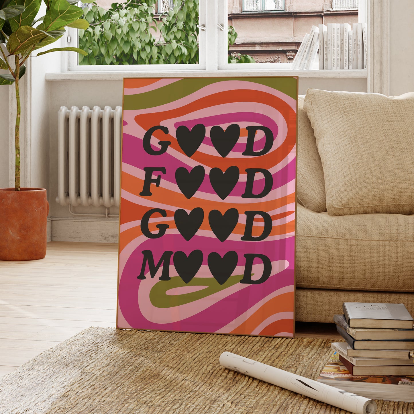 Good Food Good Mood Rainbow Print
