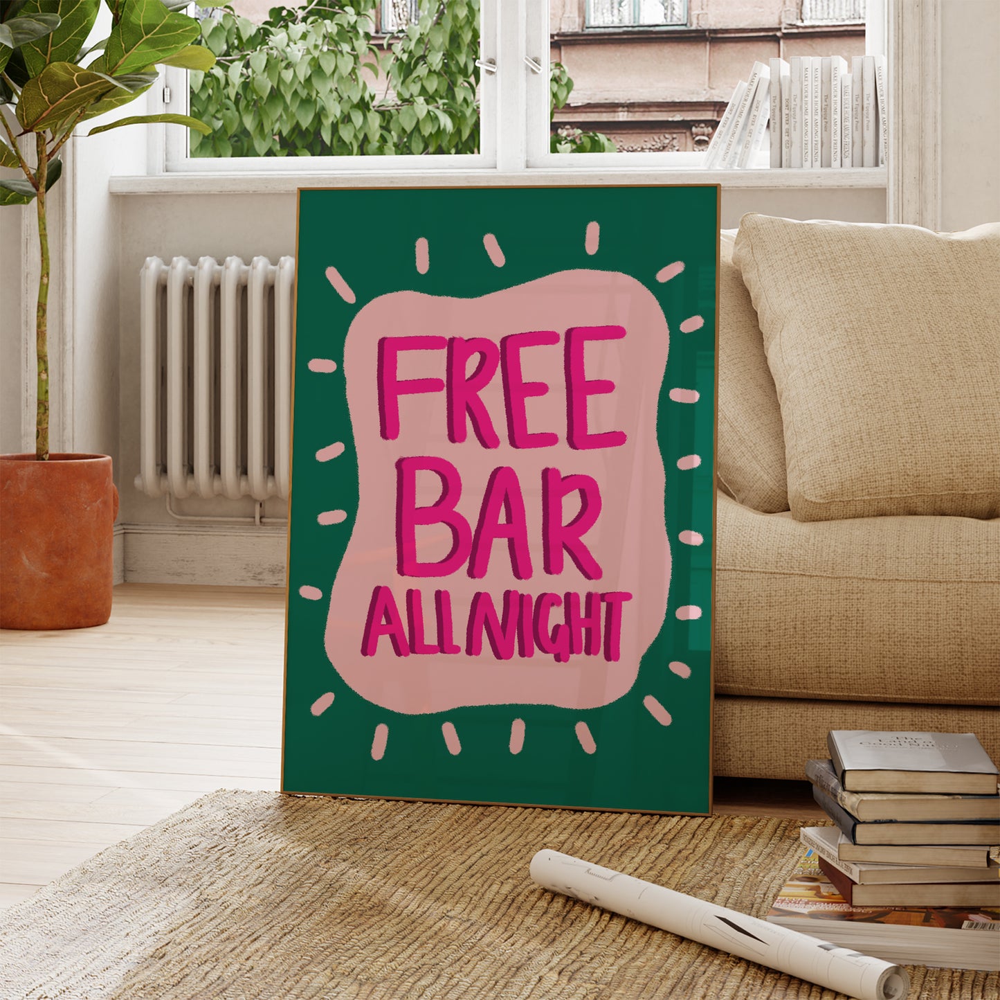 Free Bar All Night Print