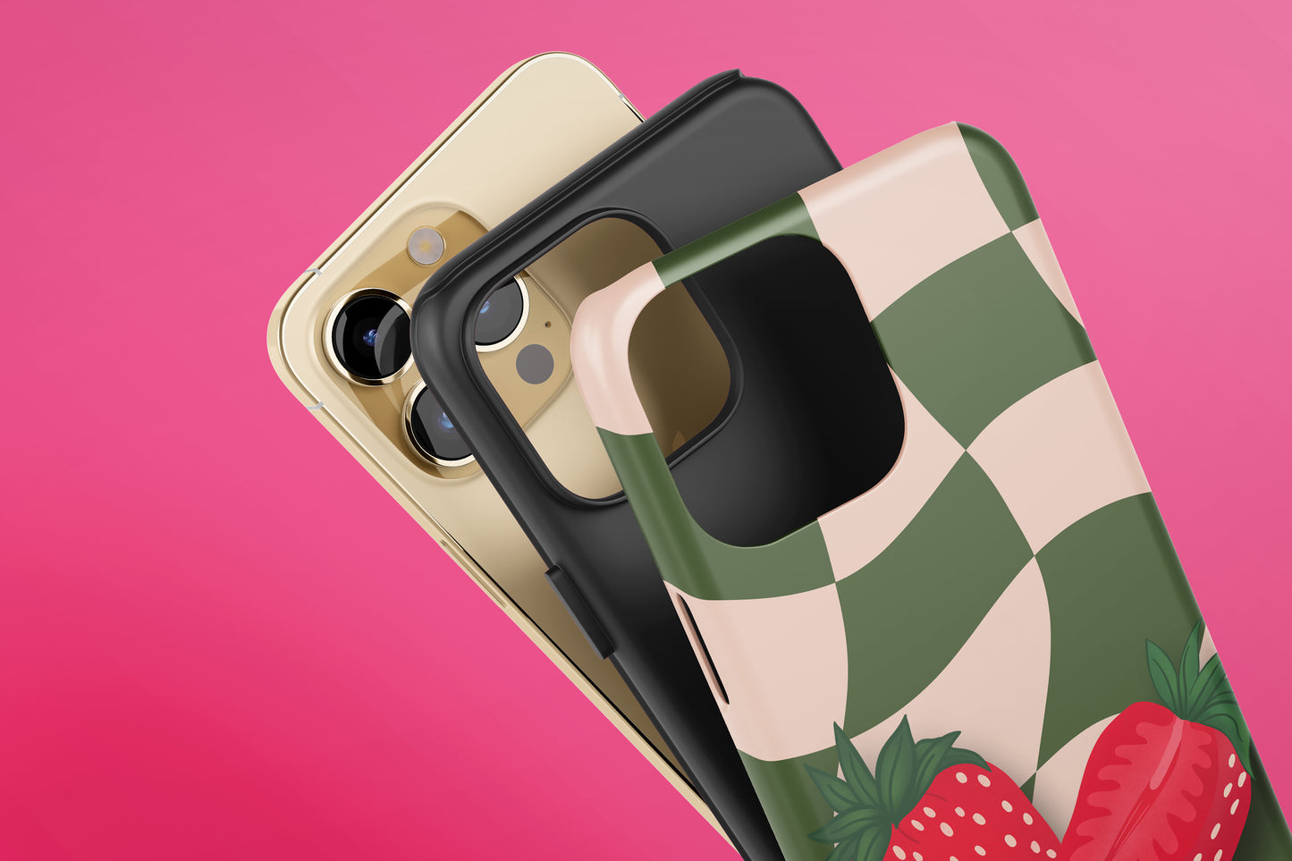Green Chequered Strawberry Tough Case