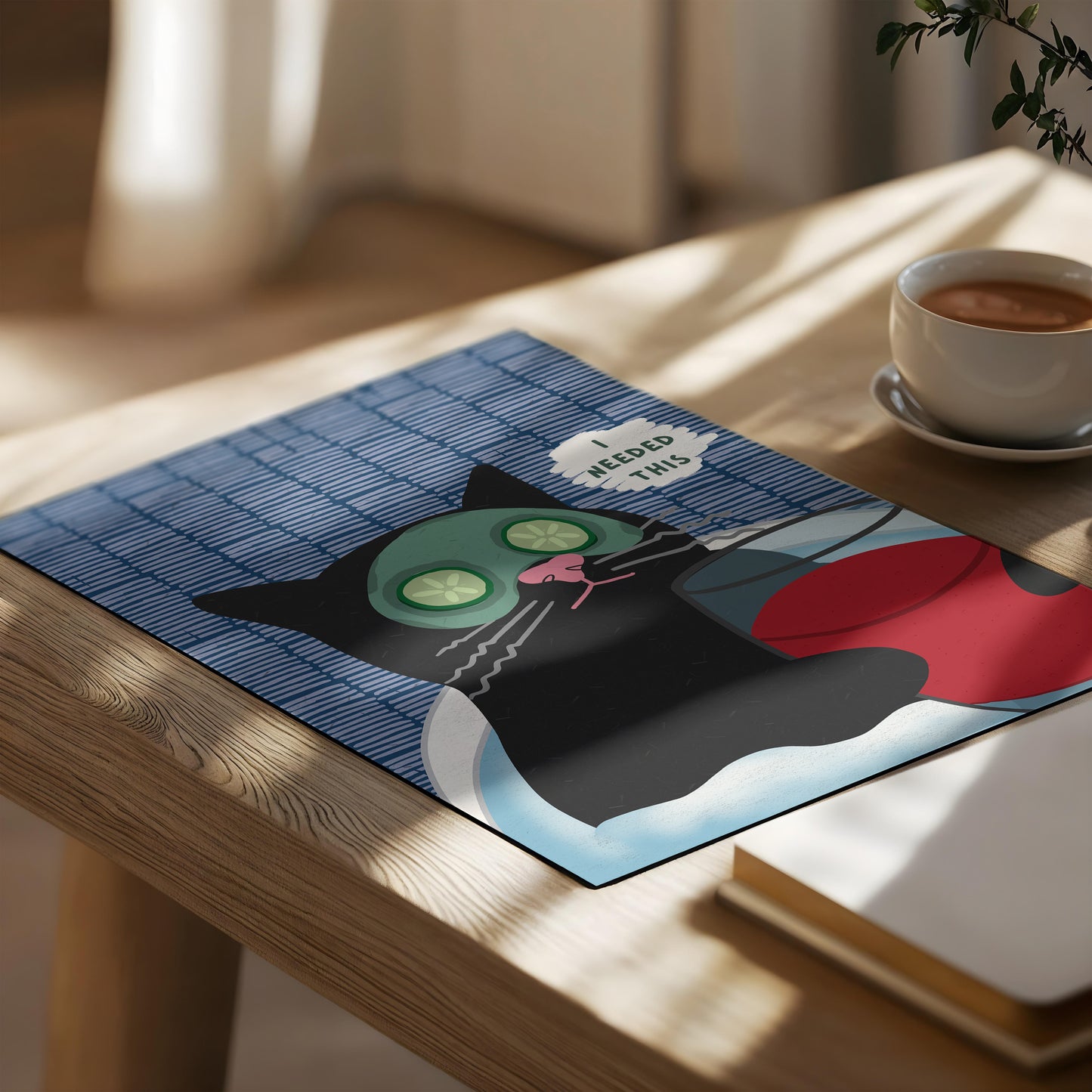 Cat drinking wine in the bath print