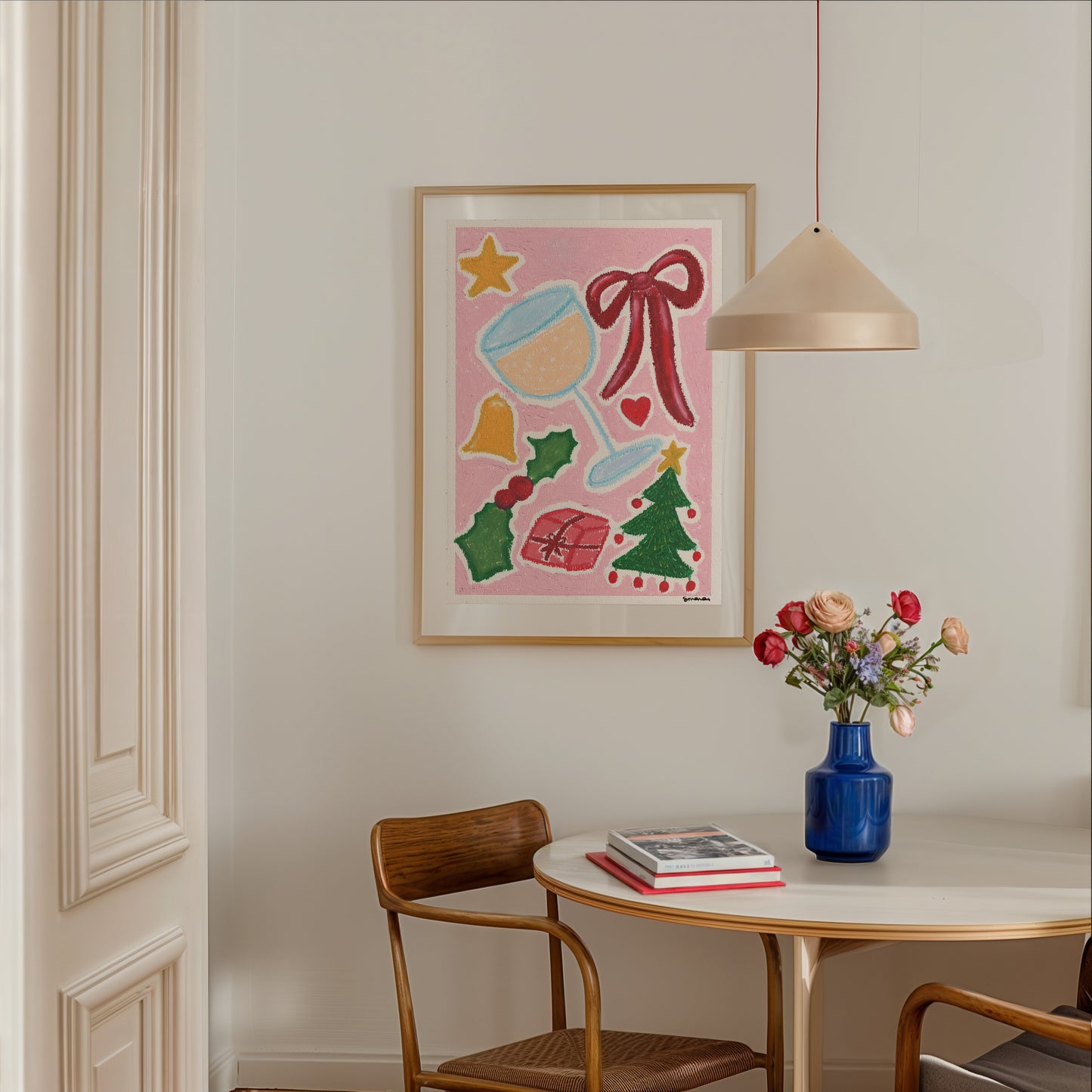 Christmas Spirit Oil Pastel Print