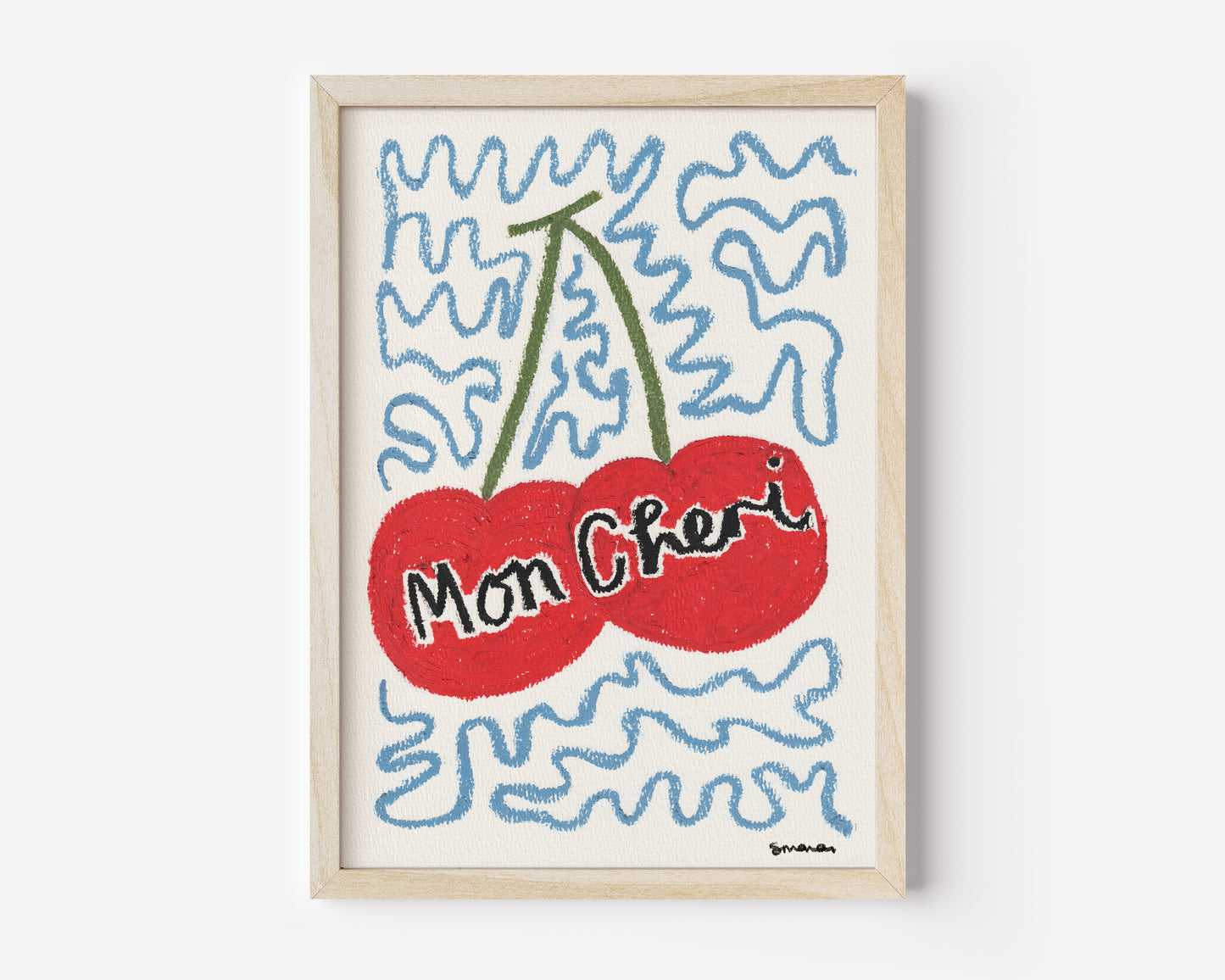 Mon Cheri Cherry Oil Pastel Print
