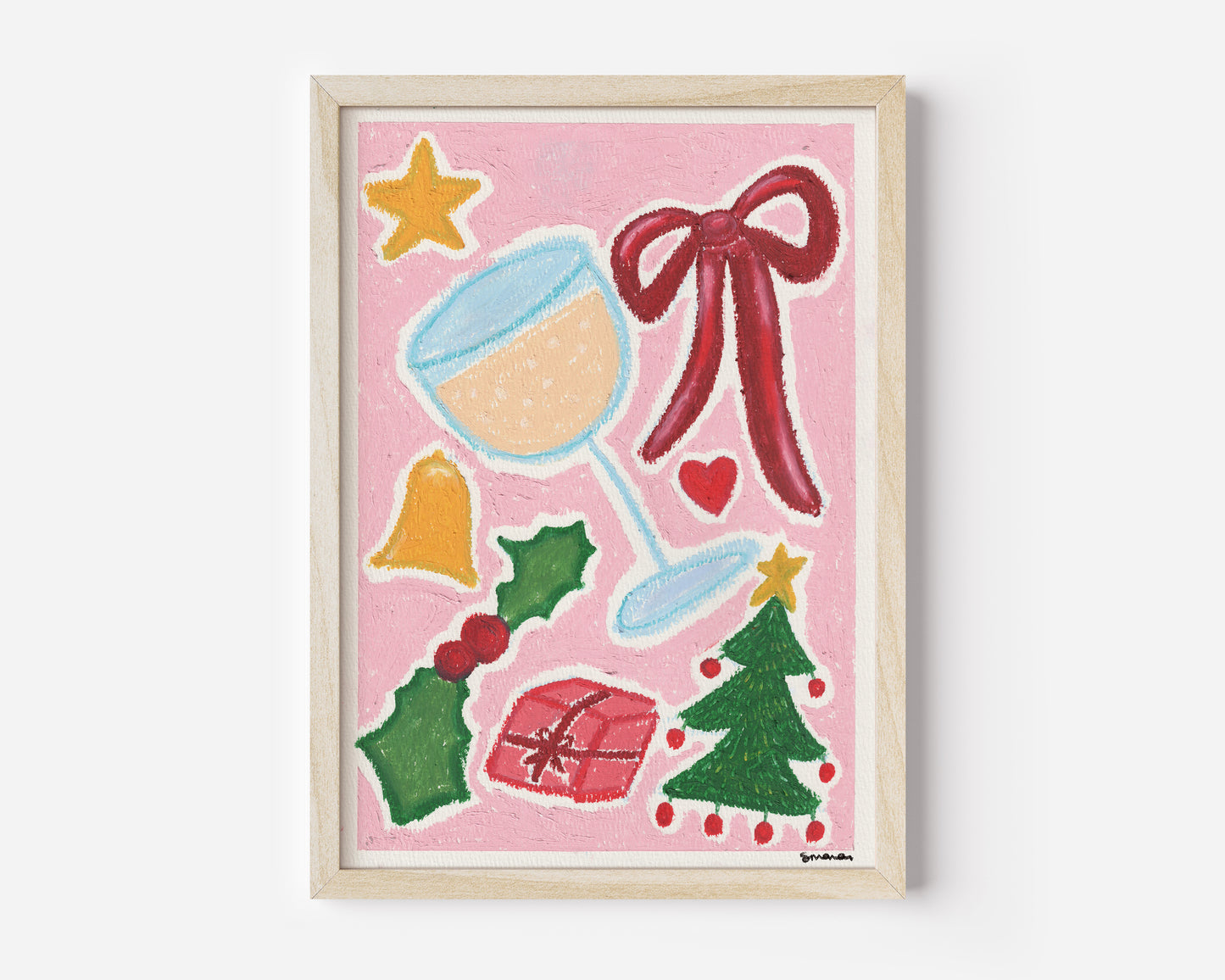 Christmas Spirit Oil Pastel Print