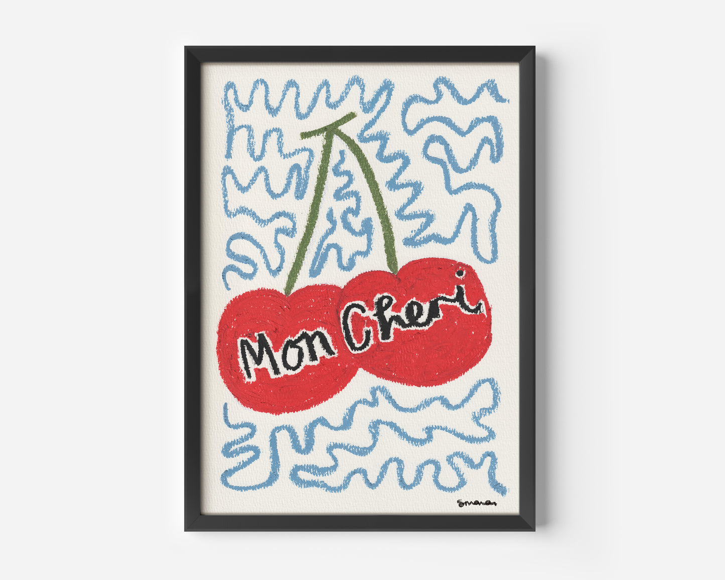 Mon Cheri Cherry Oil Pastel Print