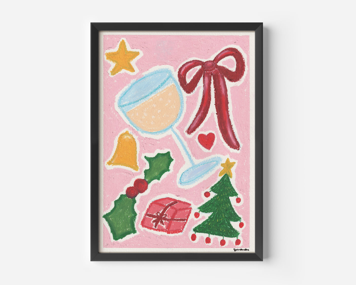 Christmas Spirit Oil Pastel Print