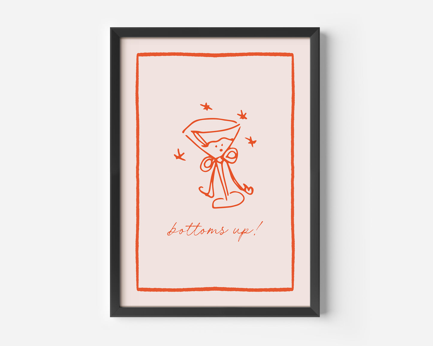 Bottoms Up Cocktail Print - in Pink