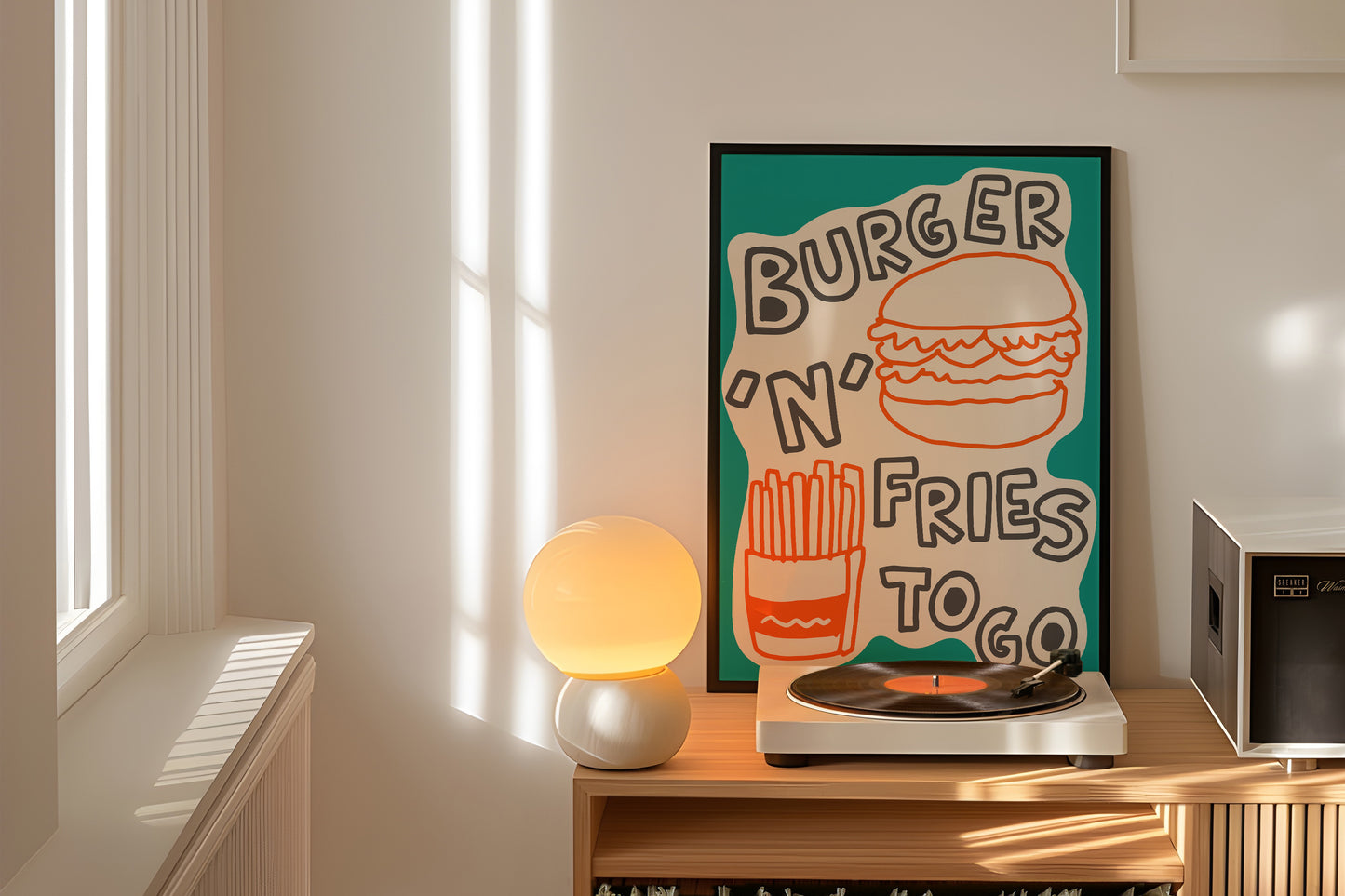 Burger and Fries Retro Diner Print