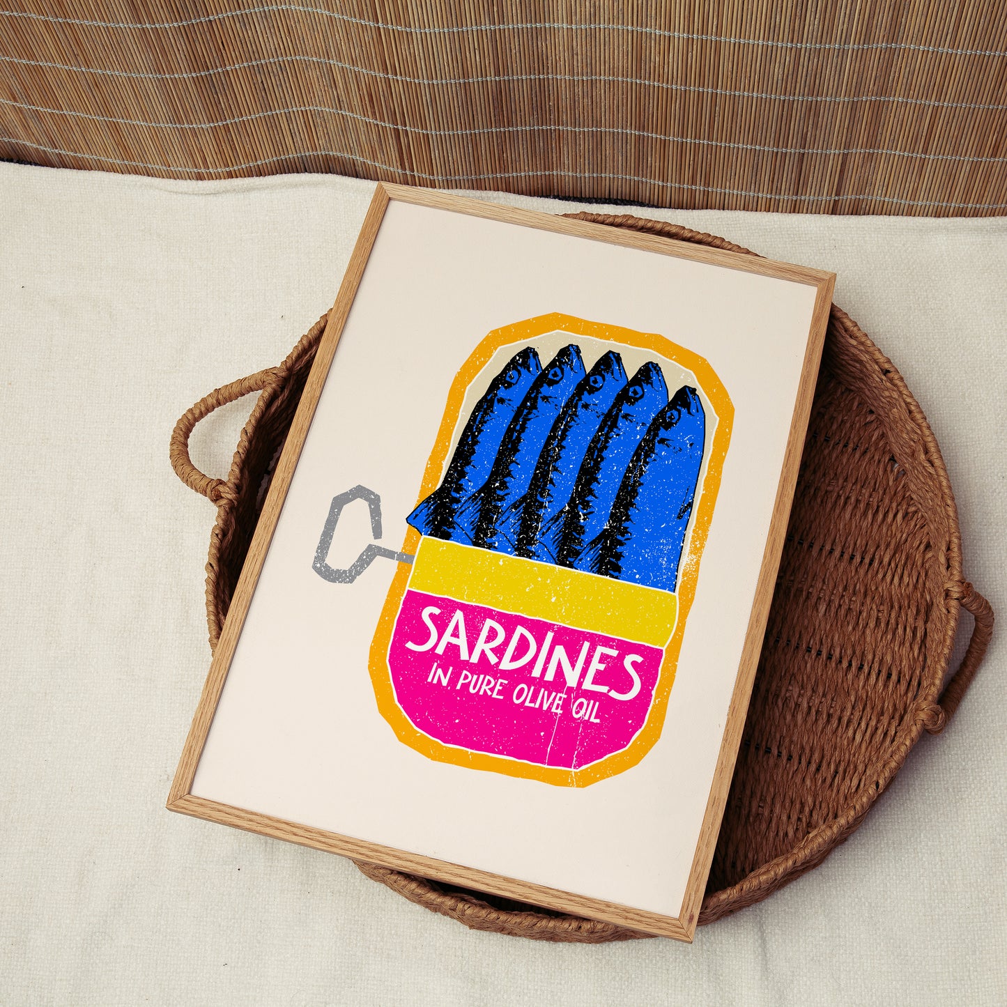 Sardines Linocut Dupe Print