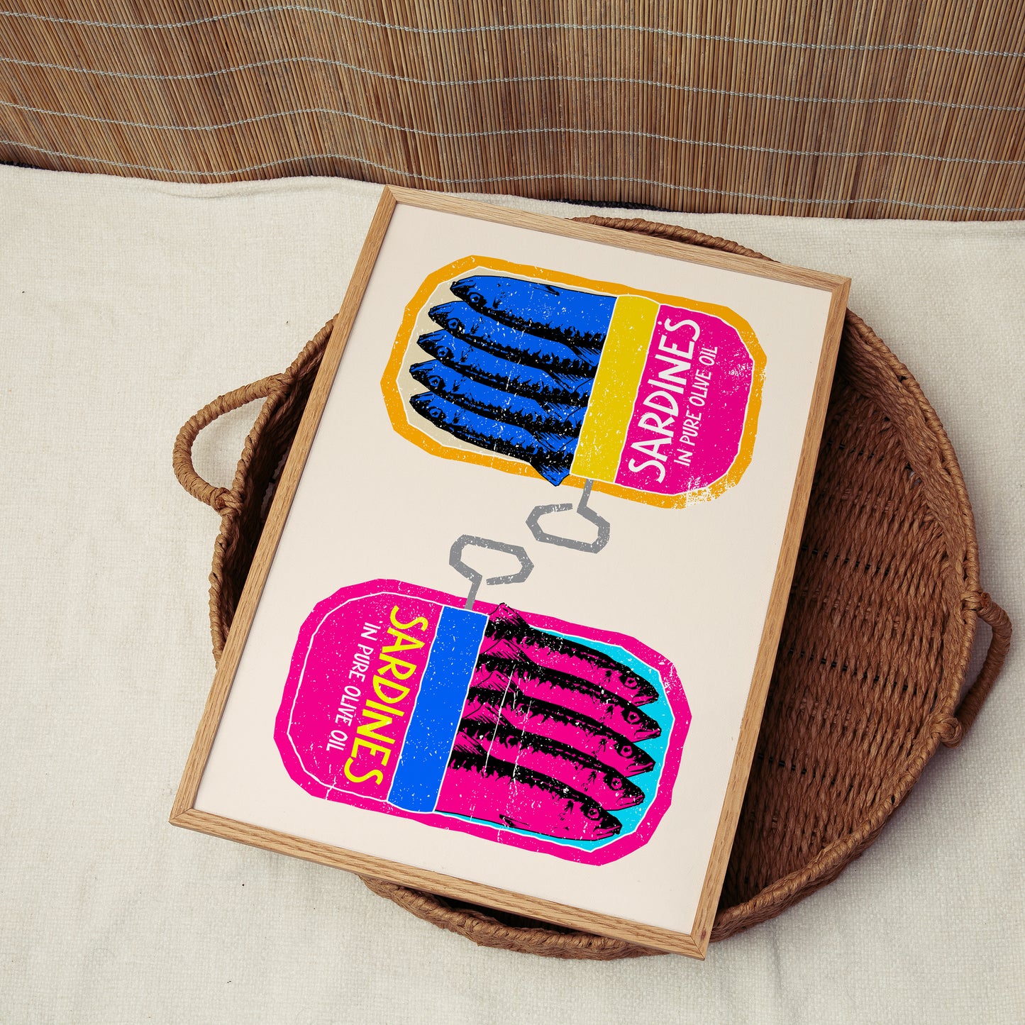 Sardines Duo Linocut Dupe Print Pink Giraffe Print Co