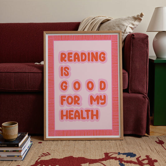 Reading Is Good For My Health Hand Drawn Book Print