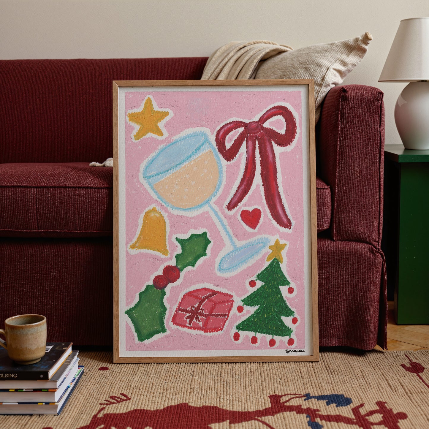 Christmas Spirit Oil Pastel Print