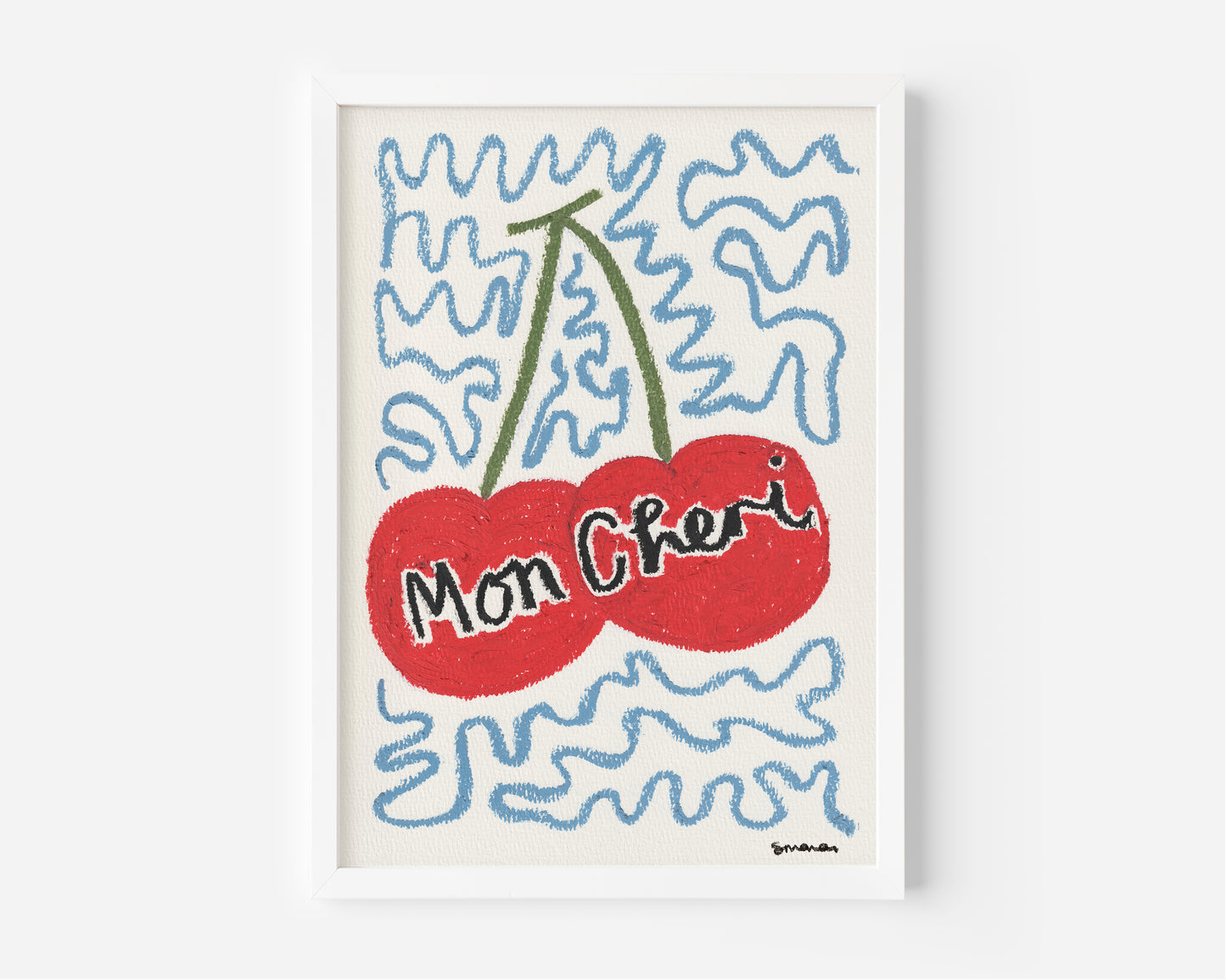 Mon Cheri Cherry Oil Pastel Print