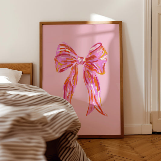 Pink Bow Print - in Pink