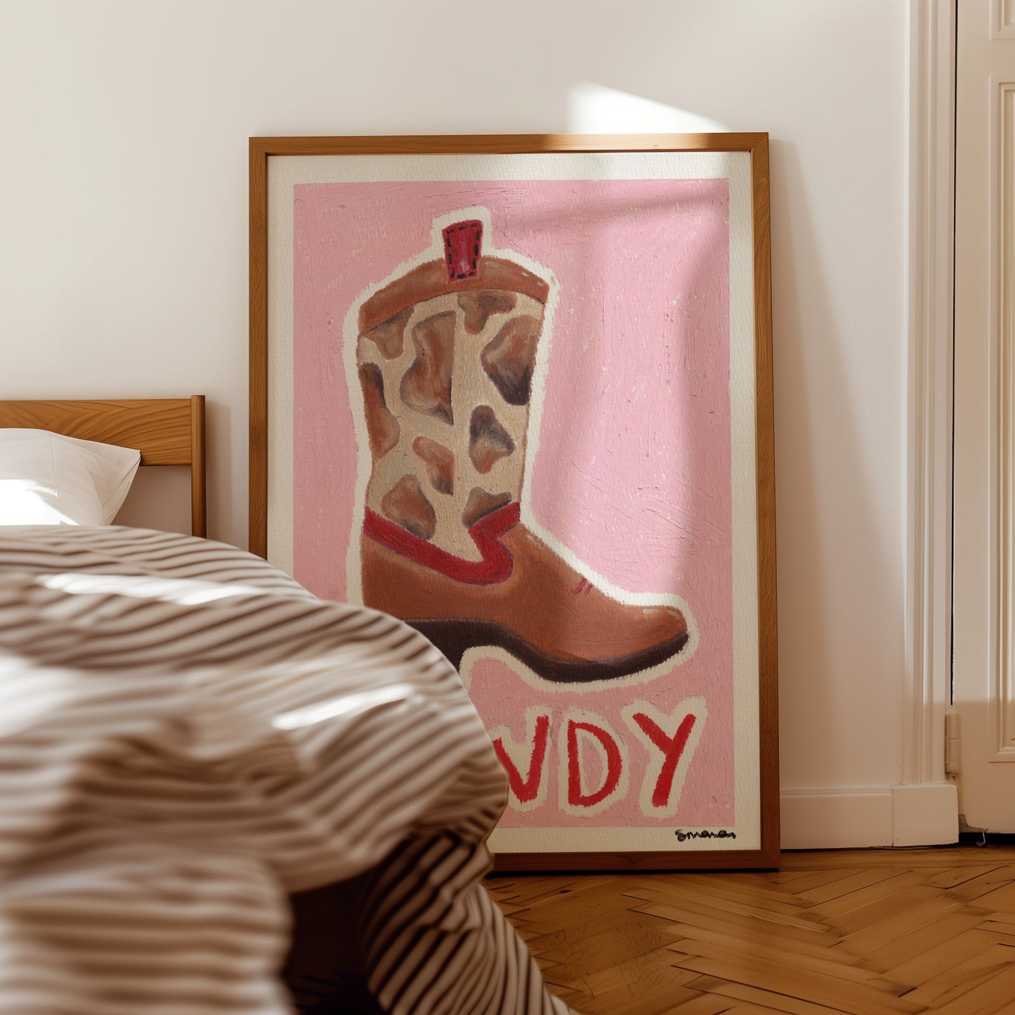 Howdy Cowboy Boot Oil Pastel Print