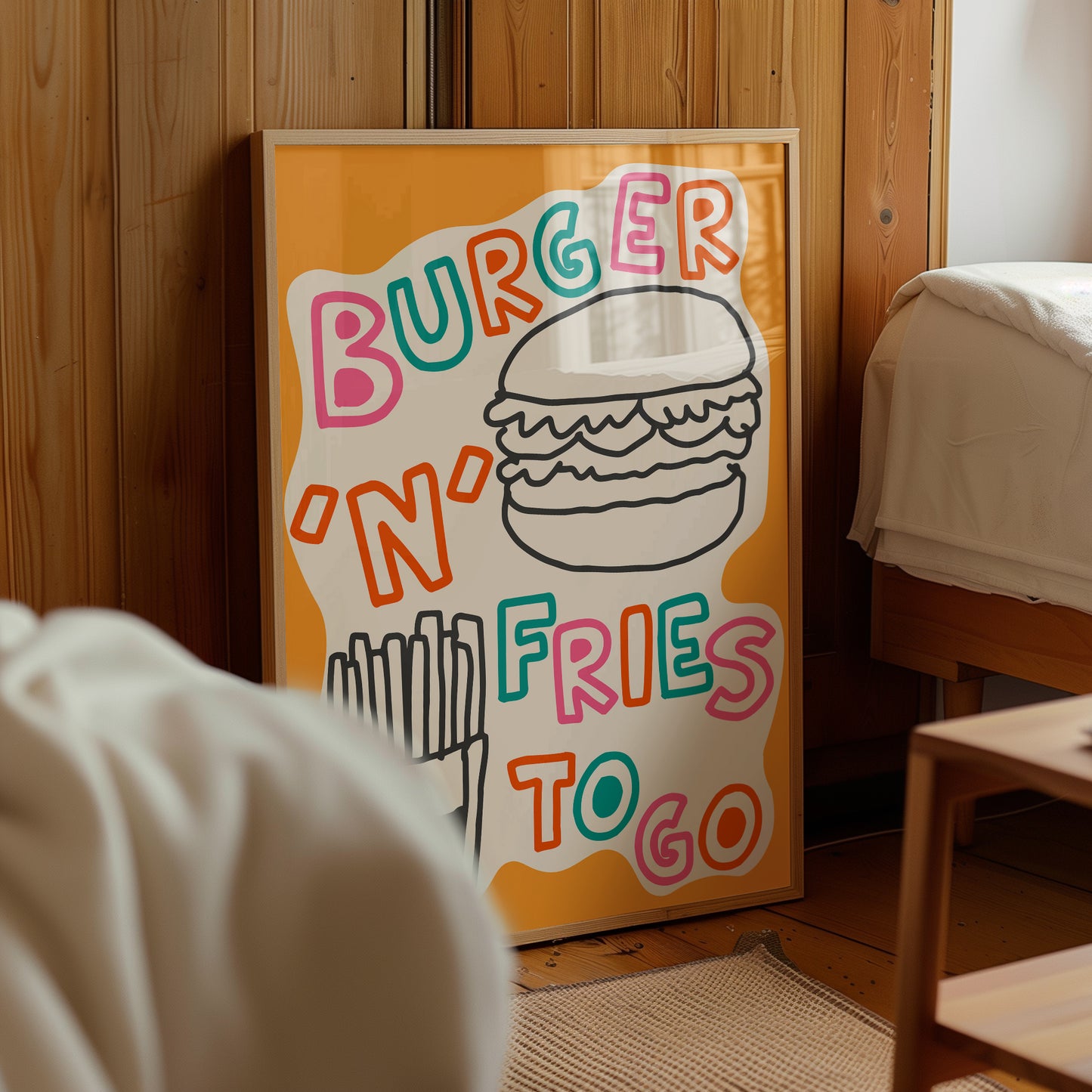 Burger and Fries Retro Diner Print