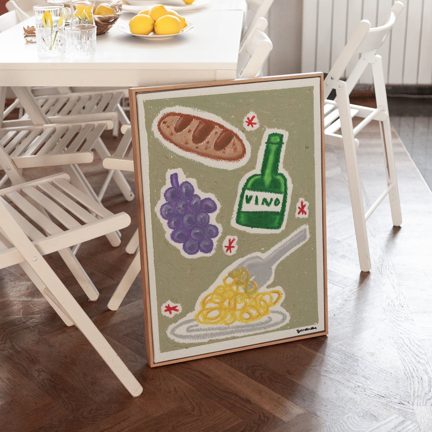 Italian Dinner Oil Pastel Print