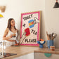 Toast and Tea Please Hand Drawn Kitchen Print - in Pink