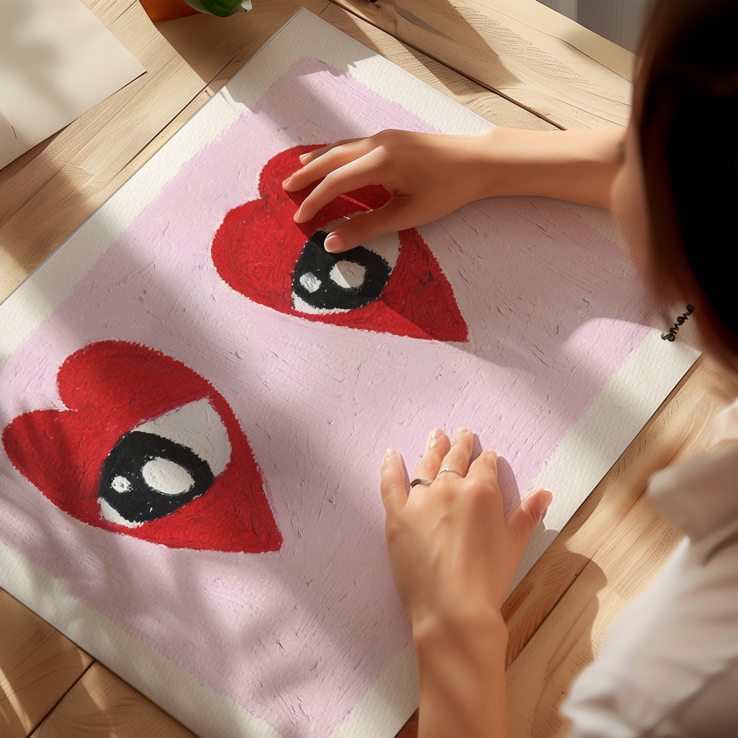 Heart Eyes Oil Pastel Print