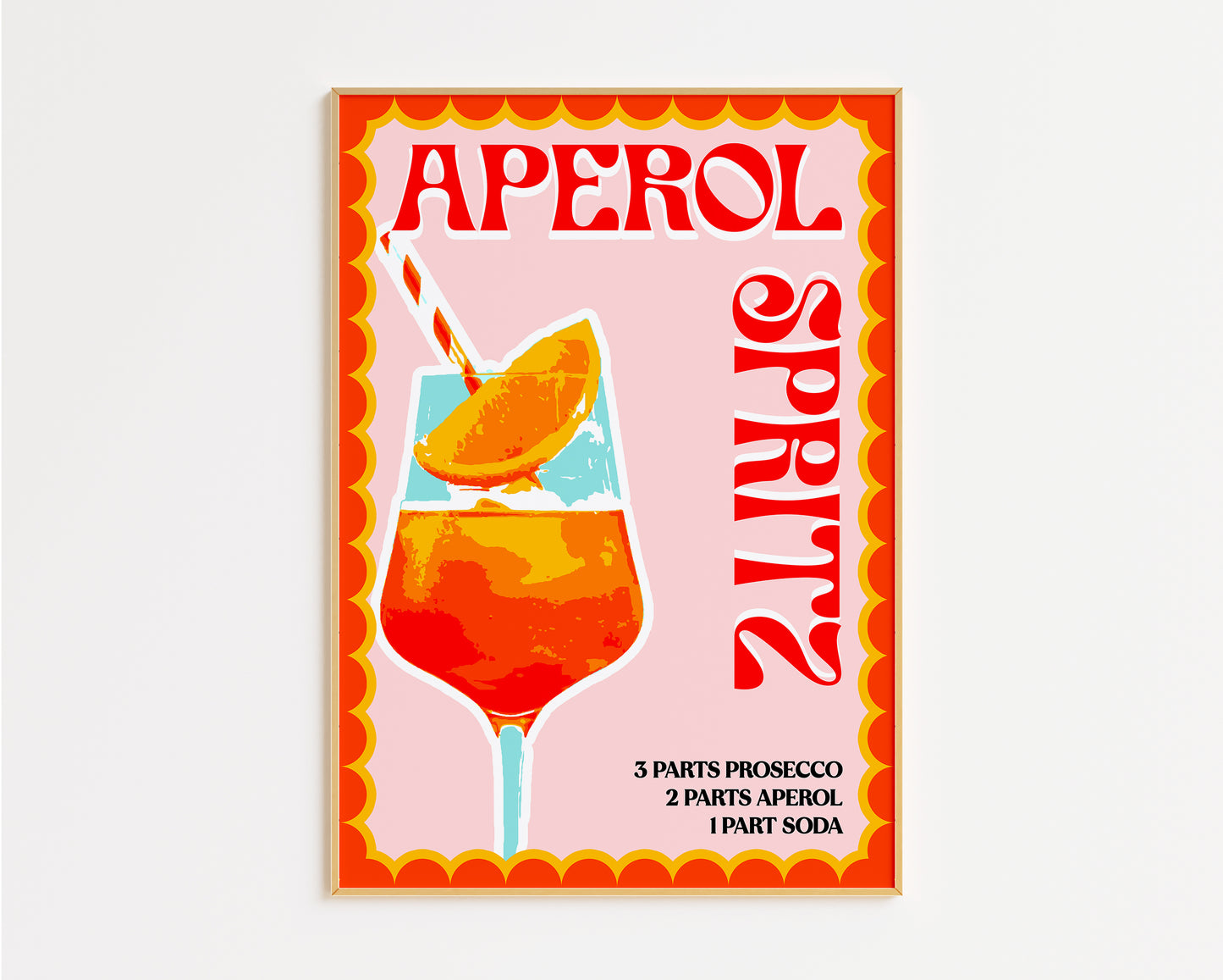 Aperol Spritz Retro Cocktail Print