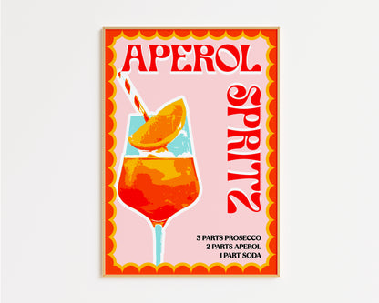 Aperol Spritz Retro Cocktail Print