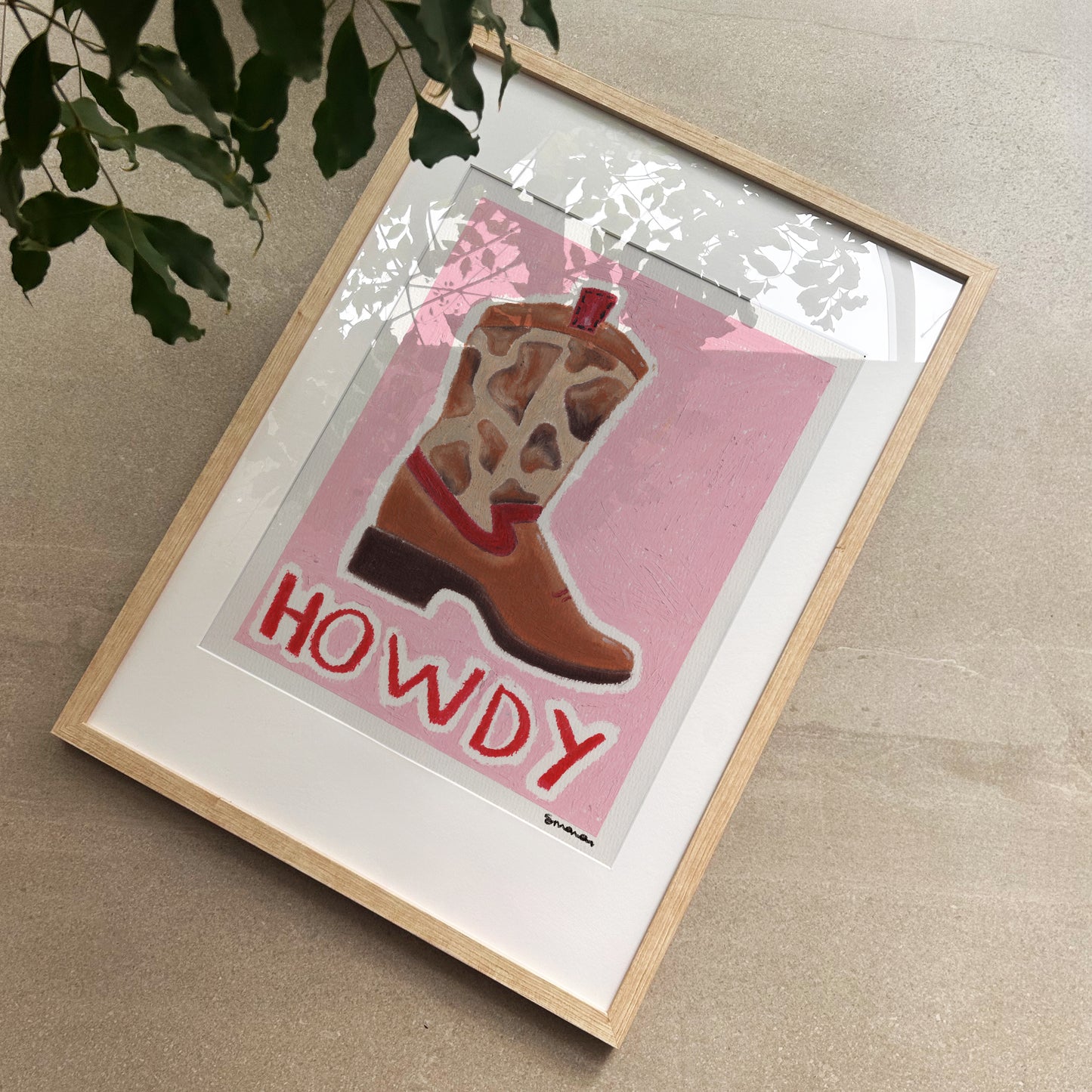 Howdy Cowboy Boot Oil Pastel Print