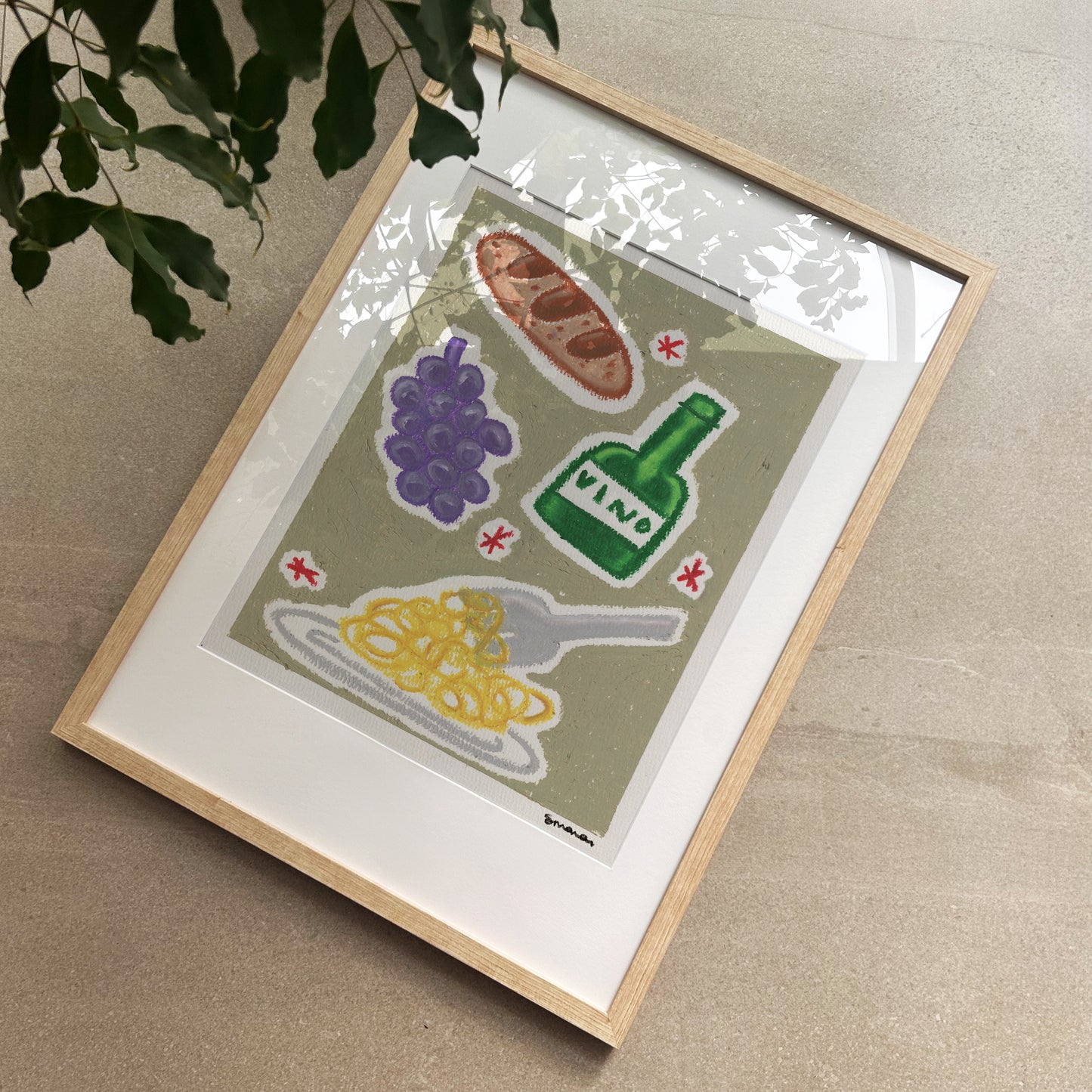 Italian Dinner Oil Pastel Print