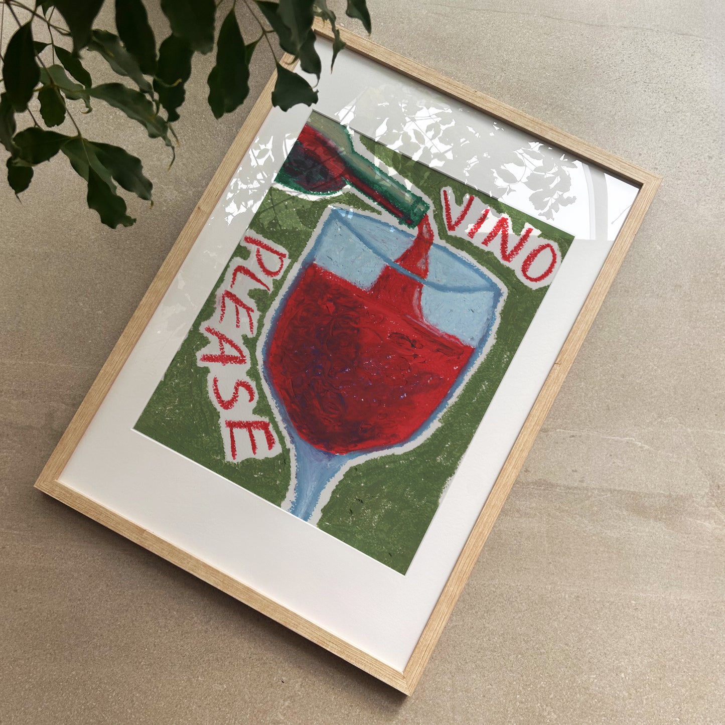Vino Please Oil Pastel Print