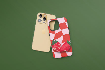 Red Chequered Strawberry Tough Case