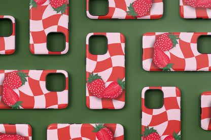 Red Chequered Strawberry Tough Case