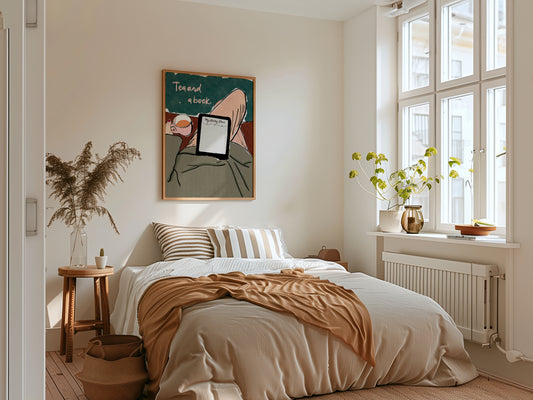 Tea and a book print