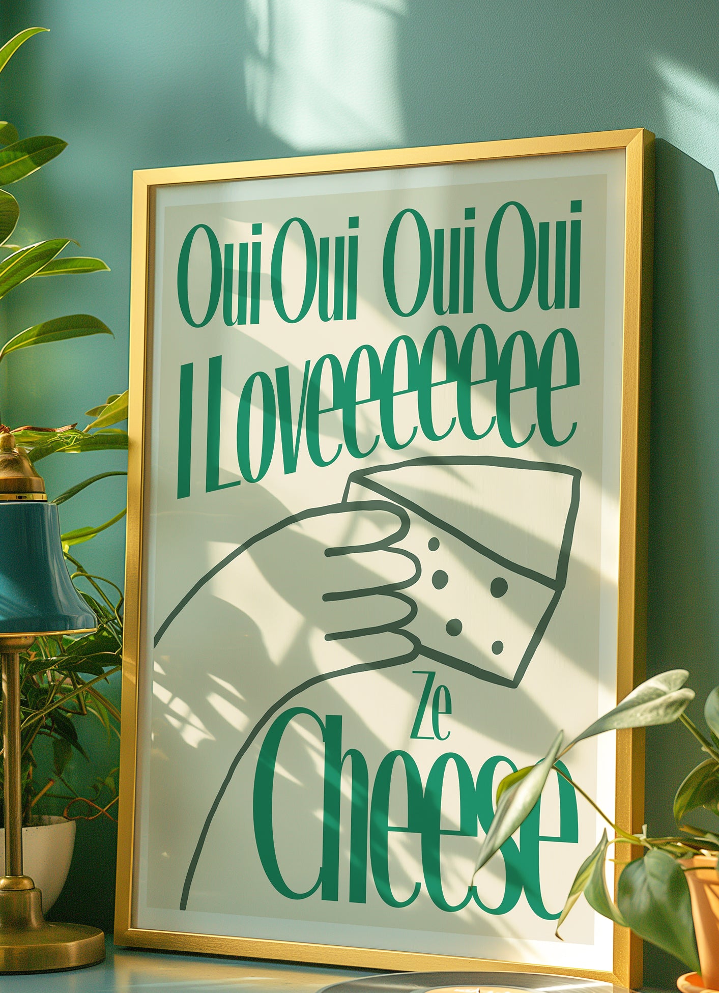 I Love Ze Cheese Print - in Green
